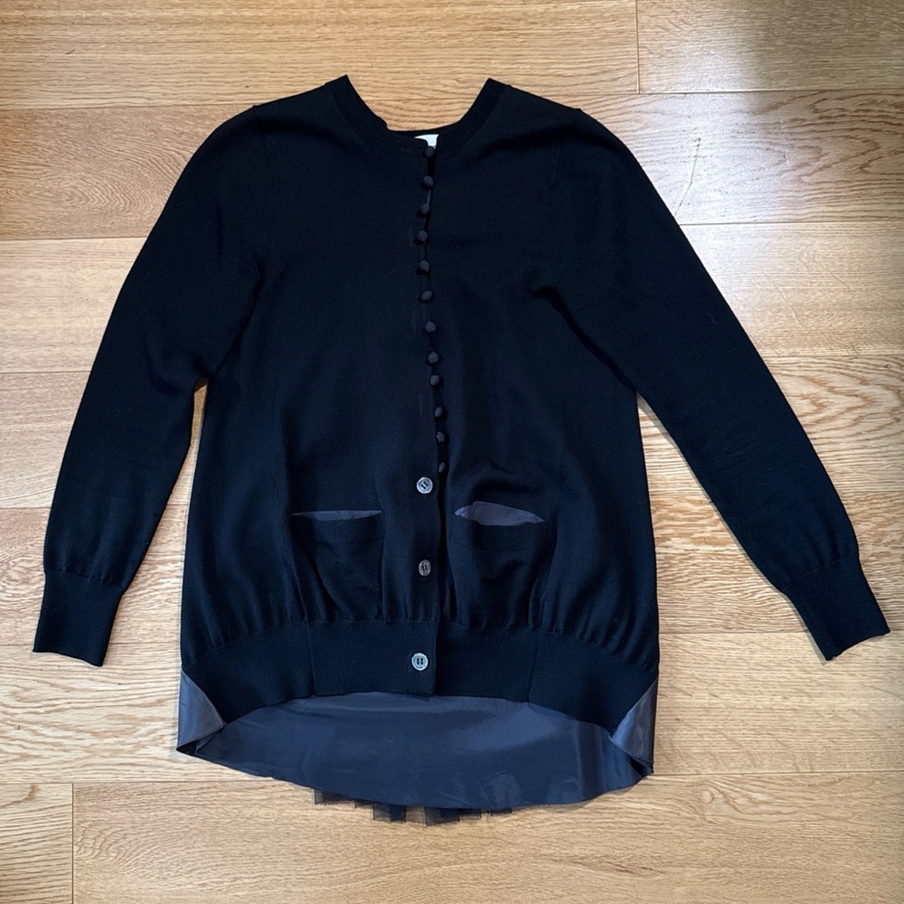 Sacai Luck 100% wool back-paneled button-up cardigan Women Black Size 1